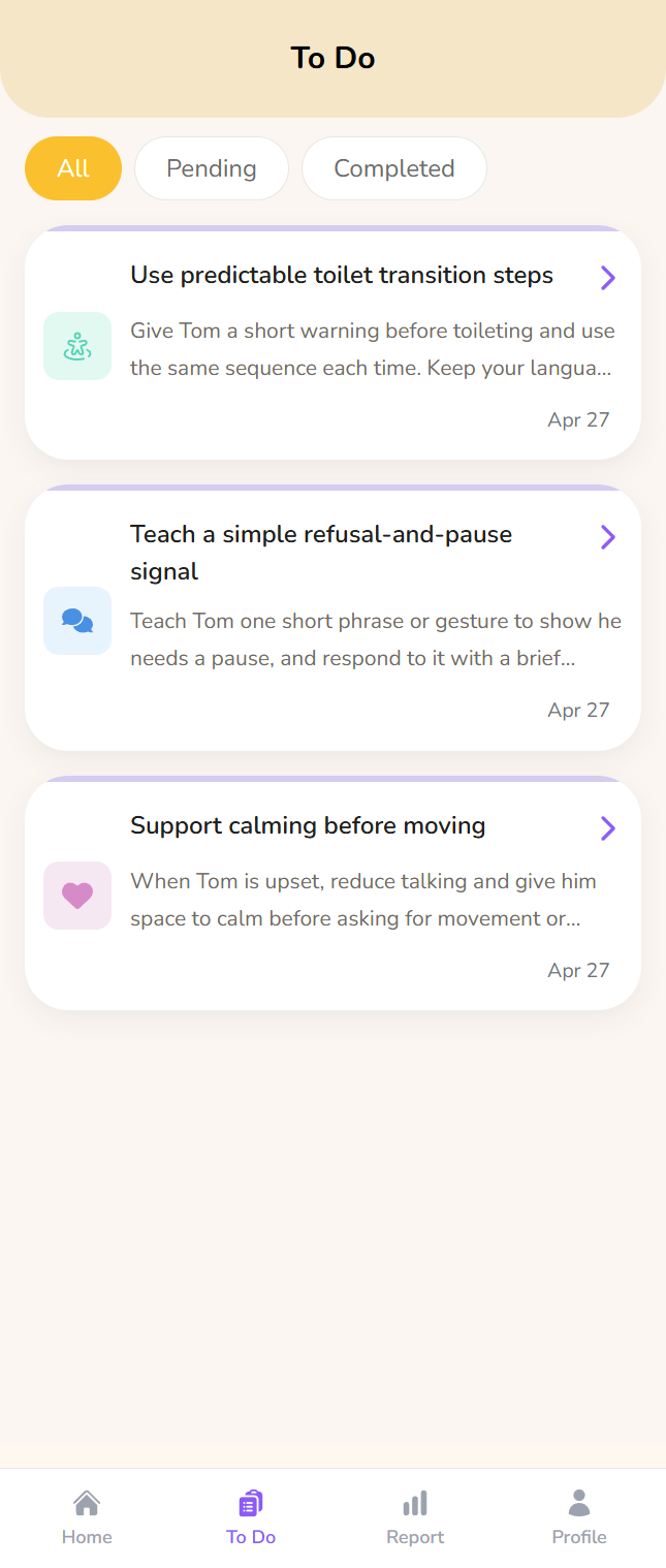 Kidooo to-do list in the app