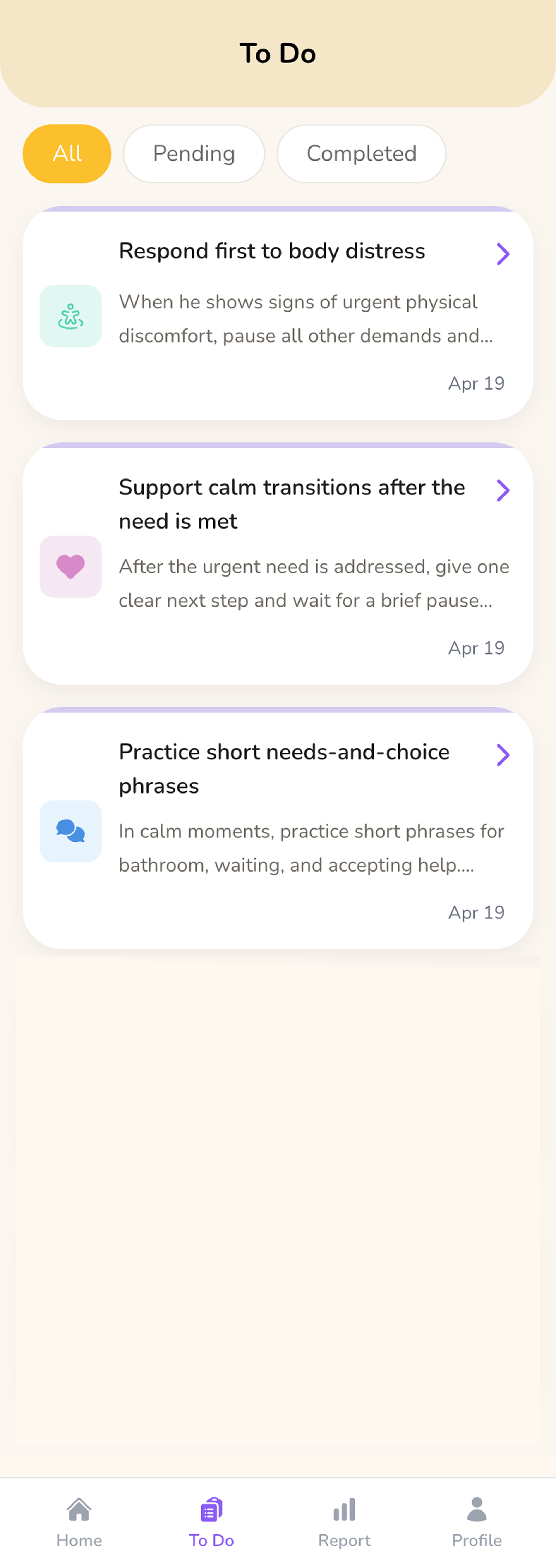 Kidooo to-do list in the app