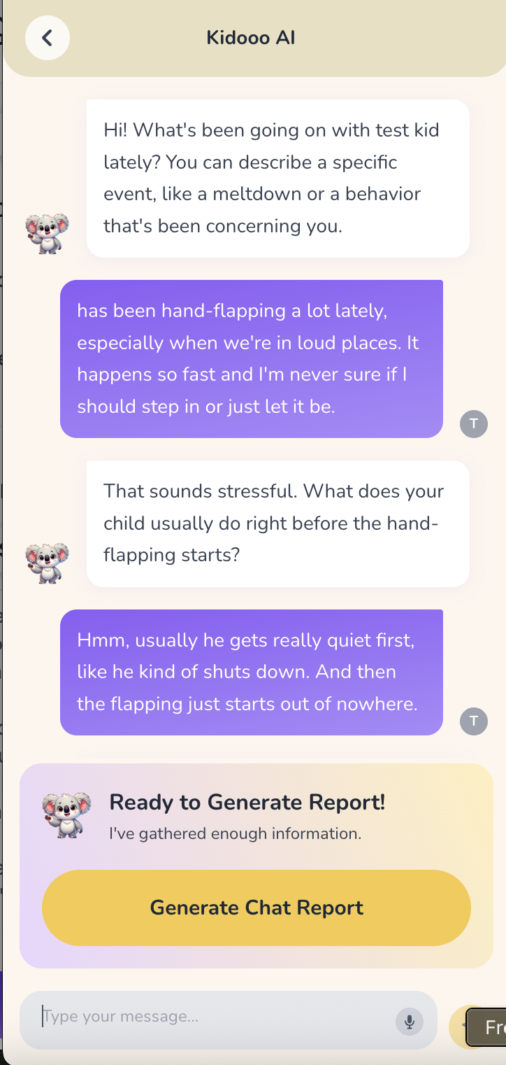 Kidooo AI chat conversation