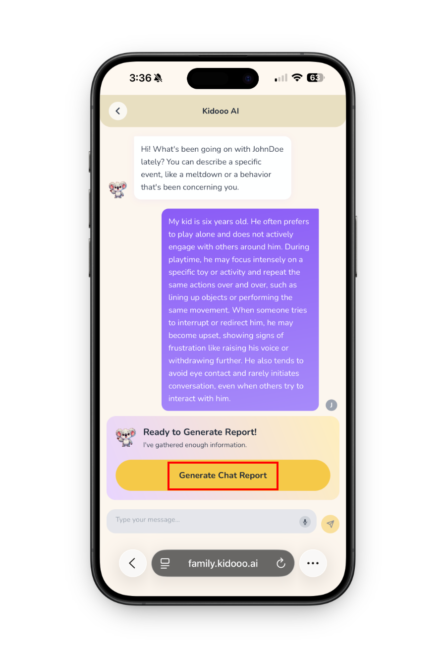 Chat report step 1